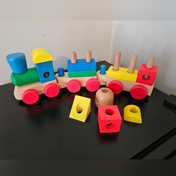 Melissa & Doug Vibrant Wooden Train Set - Picture 1 of 3